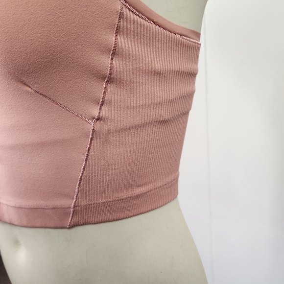 Nike Yoga Statement Clean Crop Top Tank High Neck Cropped Pink Activewear Gym - Picture 7 of 11